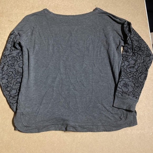 Ideology Lace Pattern Sleeves Sweatshirt Women's Large L Grey Athleisure Comfy - Picture 2 of 6